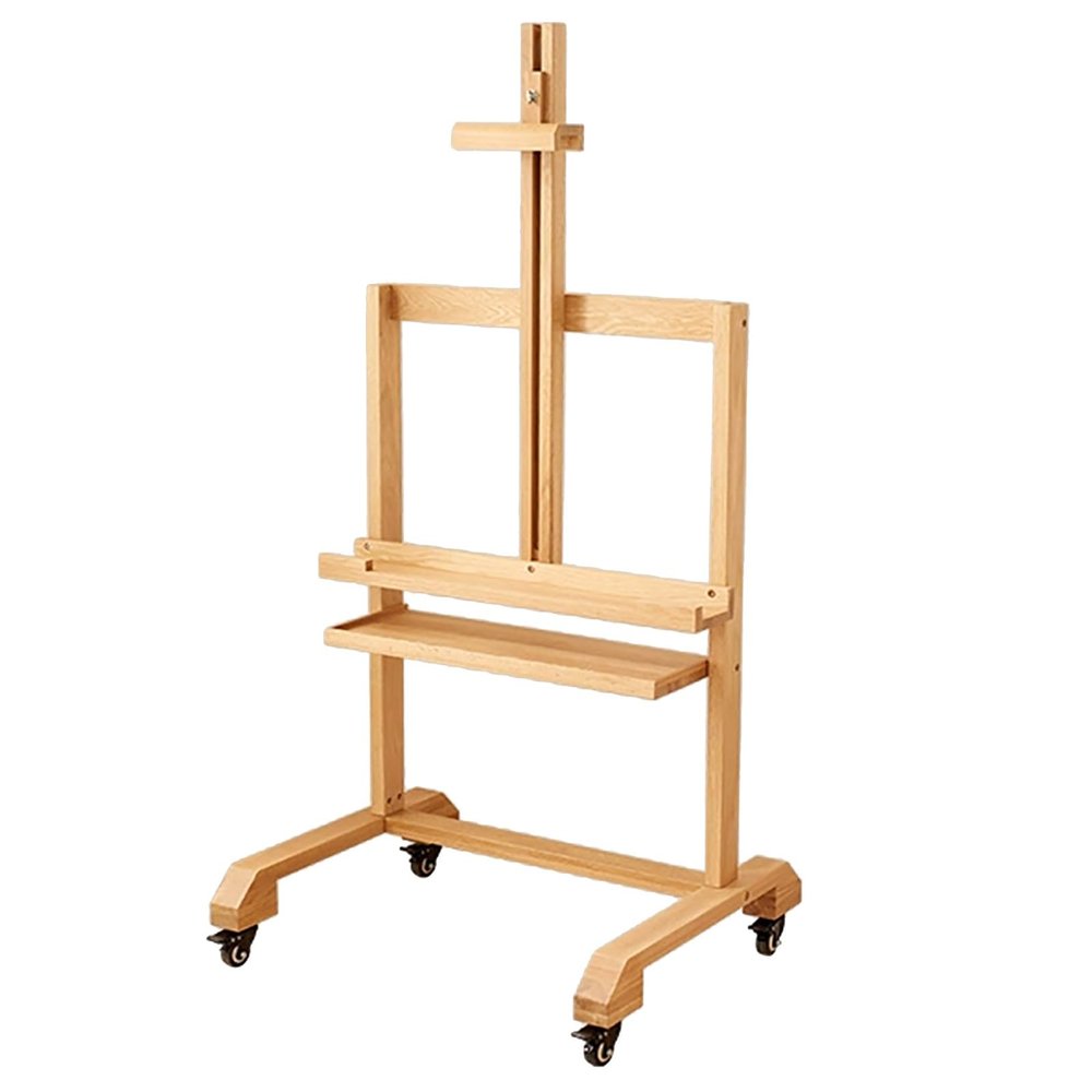 EKDJSN Wood Mobile TV Stand, Rolling TV Cart for 45-65 Inch TVs, Height Adjustable Floor TV Stand with Wheels, Mobile TV Cart with AV Shelf, TV Mount for Living Room, Bedroom(Natural)