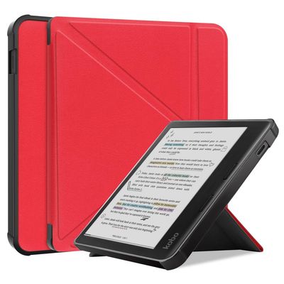 Kepuch Custer Case Compatible for Kobo Libra Colour 2024/ Libra 2 2021,Tolino Vision Colour,Ultra-Thin PU-Leather Hard Shell Cover - Red