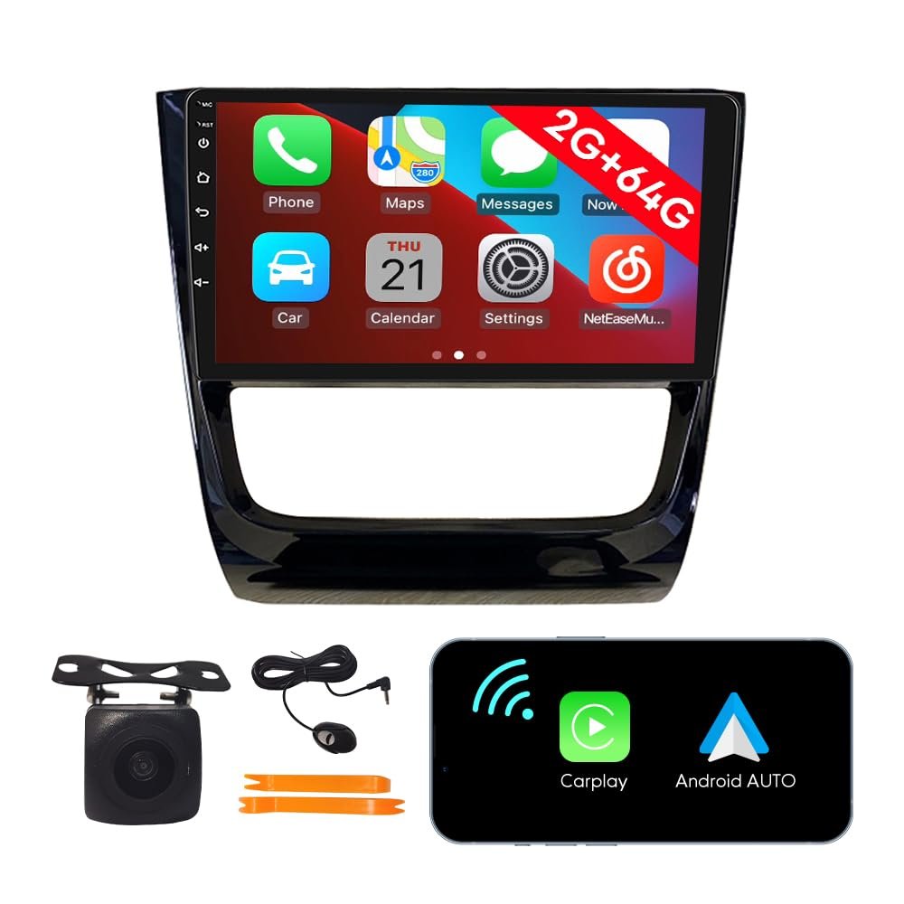 [2G 64G] Android Car Stereo FM Radio Carplay Android Auto 9" Touchscreen Headunit Media Player with Backup Camera for VW Golf GC