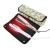 Foiosoh Hair Tools Travel Bag and Heat Resistant Mat with Zipper Large Capacity Hair Straighteners Organizer for Flat Iron Hot Tools and Haircare Accessories, Green Branch Beige Background view 2