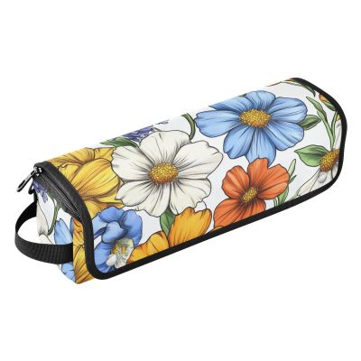Foiosoh Hair Tool Travel Bag for Women with Removable Heat Resistant Mat Double-Layer Travel Carrying Case for Flat Iron Hot Tools and Haircare Accessories, Flowers Lavender Colorful