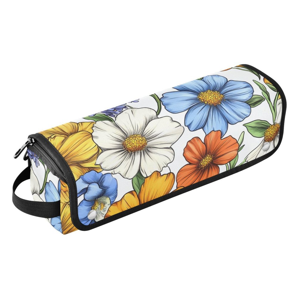 Foiosoh Hair Tool Travel Bag for Women with Removable Heat Resistant Mat Double-Layer Travel Carrying Case for Flat Iron Hot Tools and Haircare Accessories, Flowers Lavender Colorful