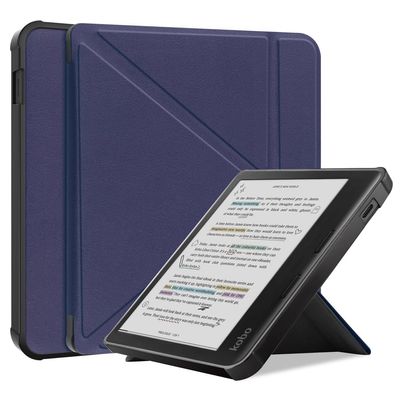 Kepuch Custer Case Compatible for Kobo Libra Colour 2024/ Libra 2 2021,Tolino Vision Colour,Ultra-Thin PU-Leather Hard Shell Cover - Blue