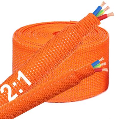10 FT 1.4 inch 2:1 Heat Shrinkable Braided Sleeving Heat Shrink Sleeve Abrasion Protection Flexibility Wiring Harness Cable Sheath
