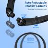 JNXIKOU Bluetooth Headphones Wireless Neckband Bluetooth Earphones Auto Retractable Earbuds with 24H Playtime,Sports Waterproof Earphone,Noise Cancelling with Mic for Running Workout,White-Black view 2