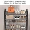JHDXL Entryway Shoe Rack, Shoe Organizer with Adjustable Mesh Shelves, Metal Storage Shelf, Space-Saving Shoe Storage, Square Shoe Cabinet Storage(White,45 * 58cm/17.7 * 22.8in) view 2