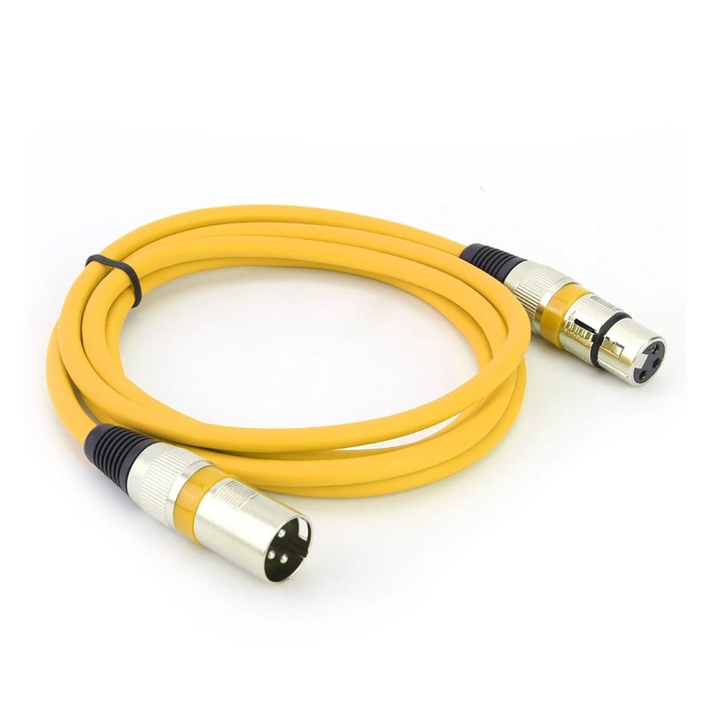 ACGTUY HiFi Zinc Alloy Audio Cable 3Pin XLR Male to XLR Female Balanced Zinc Alloy Plug Attractive and Durable Splitter Wire(Yellow)