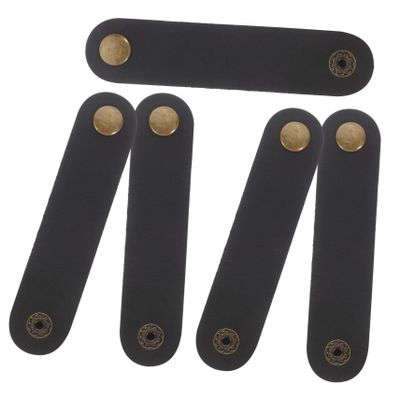 Happyyami 5pcs Leather Cord Wraps Cable Organizer Straps Cable Hider Tie Straps for Desk Travel Home