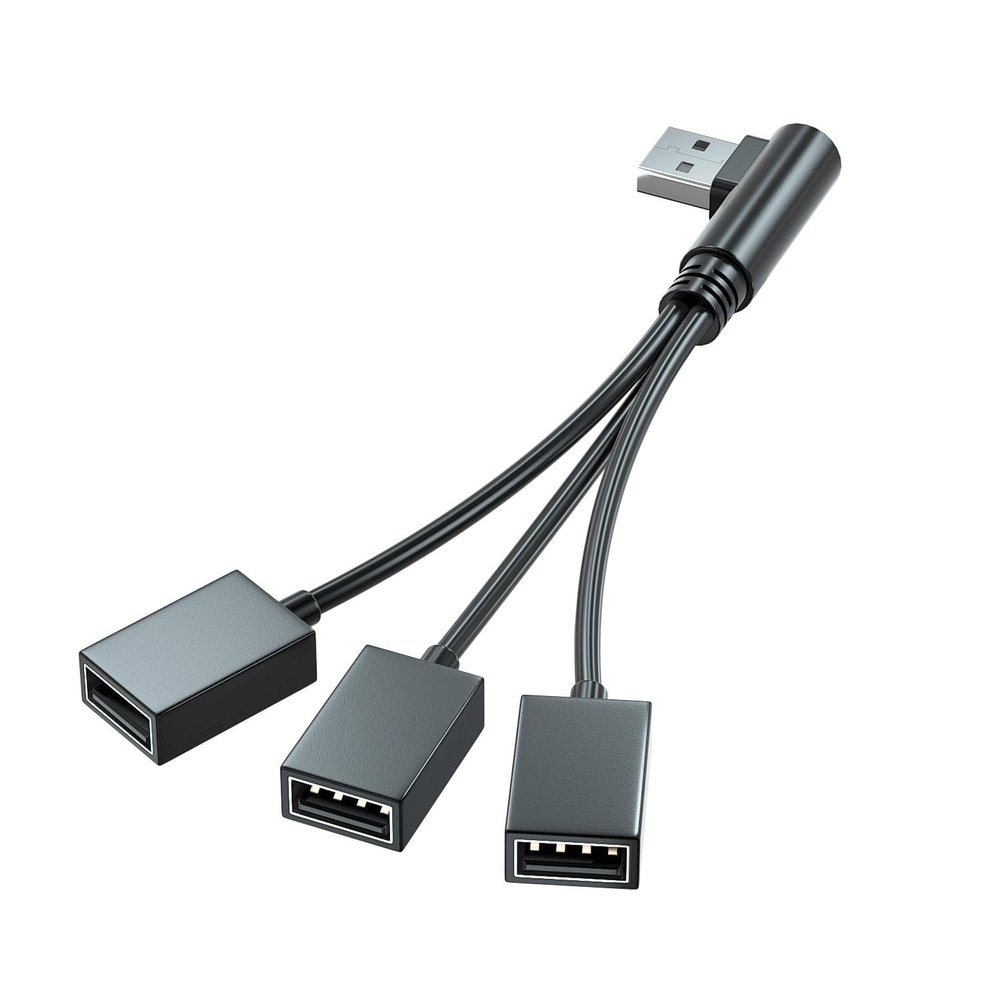 1 to 3 USB Splitter Multi-Function Adapter Male to 3*USB Female Jack Y Splitter Hub Compatible with Car Computer Hosts Laptop (M Version Left)