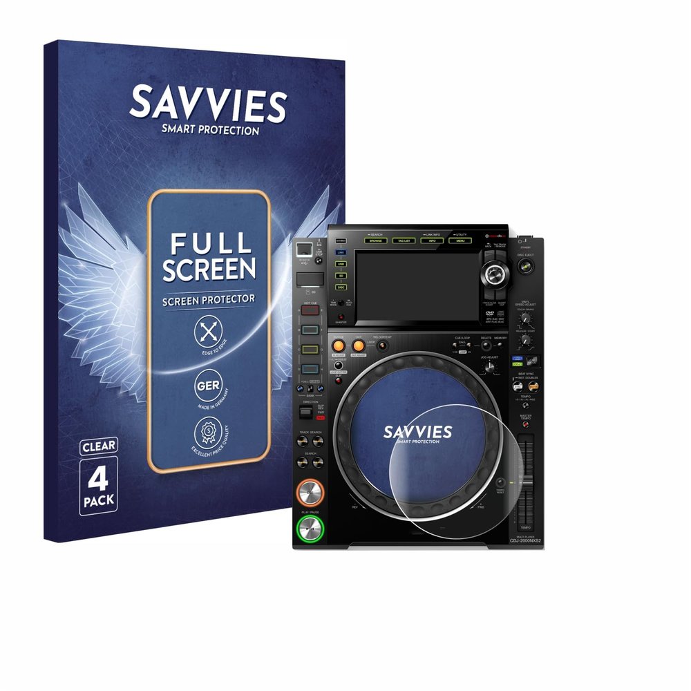 savvies (4 Pack Full-Screen Protection Film Compatible with Pioneer CDJ-2000NXS2 (Jog) Full Cover Screen Protector 3D Curved [Edge to Edge]