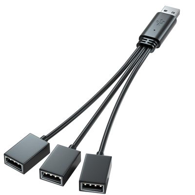 1 to 3 USB Splitter Multi-Function Adapter Male to 3*USB Female Jack Y Splitter Hub Compatible with Car Computer Hosts Laptop (D Version)