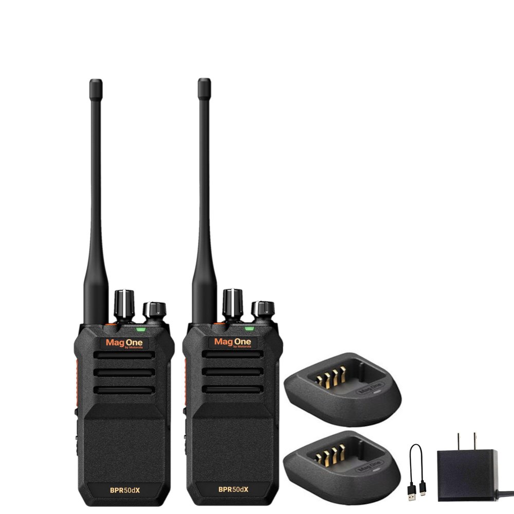 Motorola Mag One BPR50dX Two-Way Portable Radio VHF 5-watt Digital Analog 64 Channel (2-Pack)