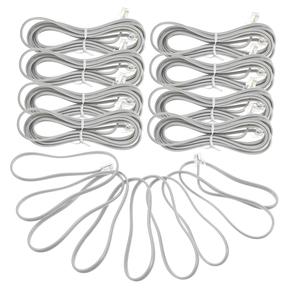 Parliky 10pcs Long Phone Cords for Landline Retractable Phone Cord Telephone Wire Hair Bands Coiled for Tangle Data Line Cable Suitable for Office Hotel and Home