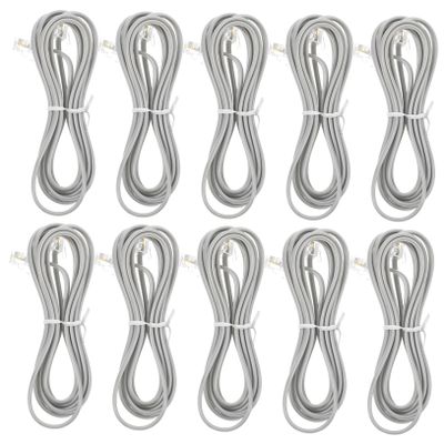 DIYEAH 10pcs Retractable Phone Cords Long Landline Coiled Cables Telephone Extension Cords for Office Hotel and Home
