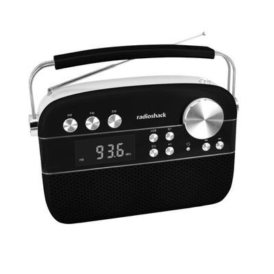 RadioShack Vintage AM FM Radio 2 Band Bluetooth USB SD Rechargeable Black