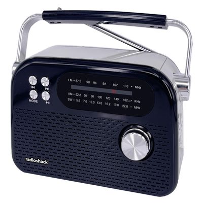 RadioShack AM/FM/SW 3-Band Vintage Radio with Bluetooth Function and USB/TF Ports (Black)