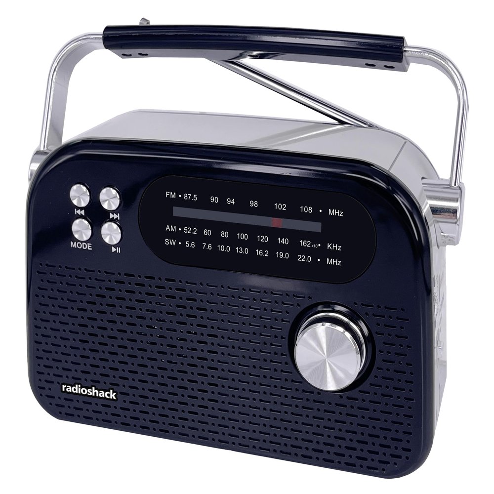 RadioShack AM/FM/SW 3-Band Vintage Radio with Bluetooth Function and USB/TF Ports (Black)