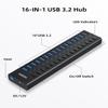 AGEEN 16-Port USB 3.2 Gen 2 Hub, 10Gbps High-Speed Aluminum Powered Hub with 96W Adapter, Individual Switches & Surge Protection for PC/Laptop, Flash Drive, Printer, Camera view 2