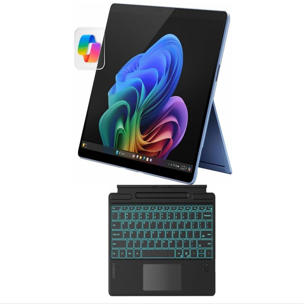 Microsoft Surface Pro 11 2024, 13-inch Touchscreen 2-in-1 Laptop, Snapdragon X Plus, 16GB, 512GB, with Inateck Bluetooth Backlit Keyboard with Touchpad & Pen Holder  2-in-1 Laptop & Tablet (Sapphire)