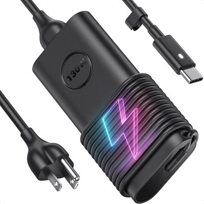 130W Laptop USB-C Charger for Dell XPS 15 2-in-1 17 9575 9500 9510 9520 9530 9700 9710 9720 9730, Precision 5470 5480 5550 5560, Latitude, Type-C AC Adapter Fast Charger, LED,10F