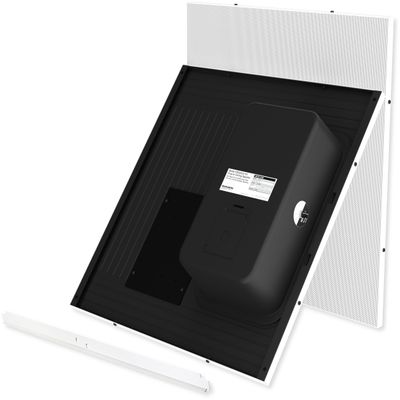CSD2X2U-V2 Drop-in Ceiling Mounted Speakers with Enclosed Back Can, Sold in Pairs, Bright White Metal Finish Grille, 70V/25V, 8 Ohms