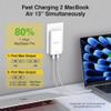 EZQuest UltraSlim 70W GaN II Dual USB-C PD Wall Charger - Compact Flat Plug Adapter with Foldable Design, Intelligent Power Allocation & Fast Charging for Laptops & Phones - White view 3