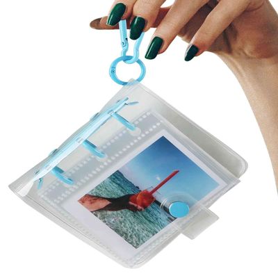 ALBUMAX Travel Small Photo Album 2x3 with Keychain 25 Pockets for Fujifilm Instax Mini Series Instant Film, Polaroid Snap, Z2300 Instant Camera, Zip Printer, Dog Photo Album Blue, 1 Pack