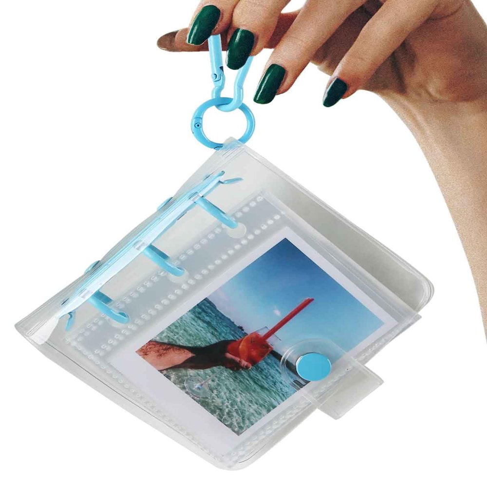 ALBUMAX Travel Small Photo Album 2x3 with Keychain 25 Pockets for Fujifilm Instax Mini Series Instant Film, Polaroid Snap, Z2300 Instant Camera, Zip Printer, Dog Photo Album Blue, 1 Pack