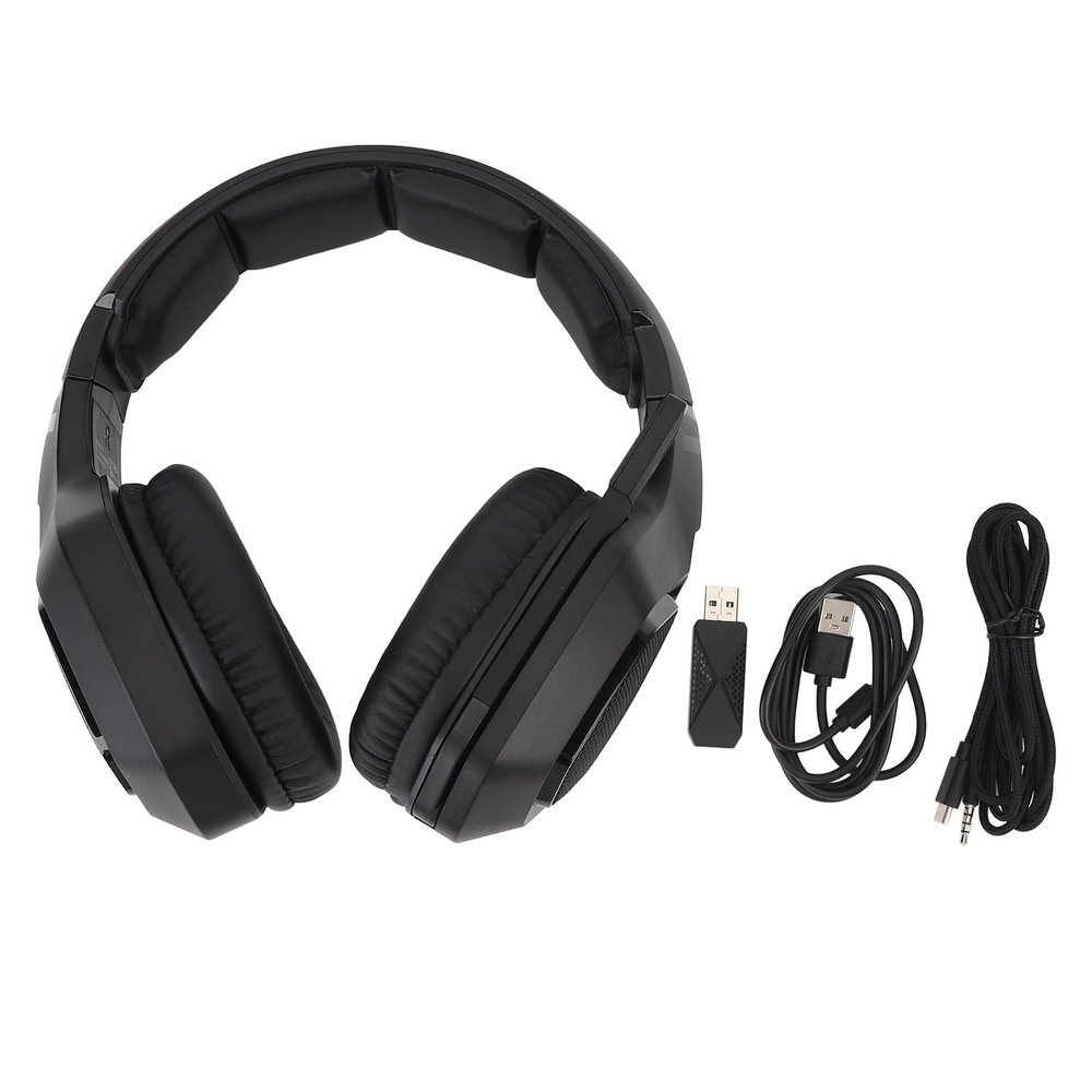 2.4G Gaming Headset with Multifunctional Controls Dual Mode Design Super Low Latency for Laptops Switch (Black)