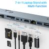 USB C Laptop Docking Station Stand, USB C Hub 7 in 1 Multiport Adapter with 4K HDMI, Gigabit Ethernet, USB A 3.0, PD 100W Charge, Universal Docking Stations for MacBook Pro/Air/Dell/HP/Surface/Lenovo view 3