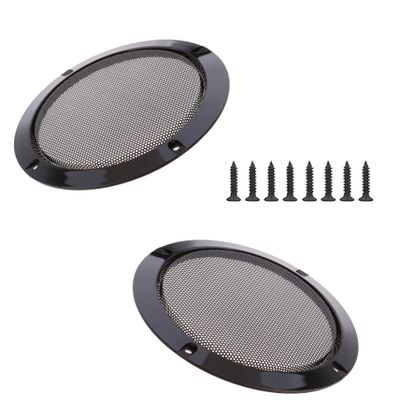 2pcs 4"/5"/6.5"/8"/10" Speaker Repair Kit, Speaker Net Cover Decorative Circle Woofer Guard Protector Cover Car Home Mesh Enclosure Speakers Plastic Frame Metal Iron Wire grilles Screws (5")
