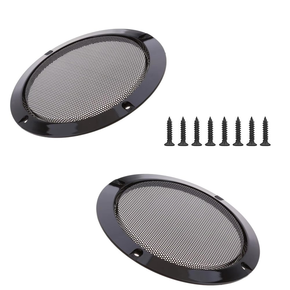 2pcs 4"/5"/6.5"/8"/10" Speaker Repair Kit, Speaker Net Cover Decorative Circle Woofer Guard Protector Cover Car Home Mesh Enclosure Speakers Plastic Frame Metal Iron Wire grilles Screws (5")