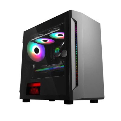 XLTFUC Mid-Tower Gaming Case ATX Micro-ATX, Desktop Computer Case, Dual Tempered Glass Panel Vertical GPU Bracket Supports Water Cooling(Black)