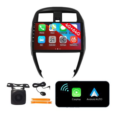 [4G 64G] Android Car Stereo FM Radio Carplay Android Auto 10" Touchscreen Headunit Media Player with Backup Camera for Nissan Sunny 2014 2015 2016 2017 2018 2019
