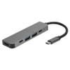 5 in 1 USB C Hub, Type C to 3 USB 3.0 Ethernet Mini SDTF OTG Adapter, 3 Compatible, Supports 87W PD Charging 5Gbps Data Transfer, 4K Output, Grey view 1