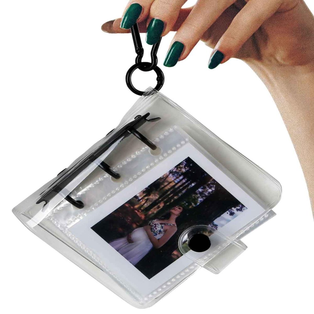 ALBUMAX Travel Small Photo Album 2x3 with Keychain 25 Pockets for Fujifilm Instax Mini Series Instant Film, Polaroid Snap, Z2300 Instant Camera, Zip Printer (Black, 1 Pack)