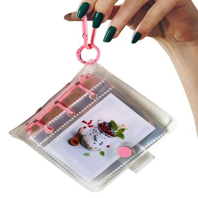 ALBUMAX Travel Small Photo Album 2x3 with Keychain 25 Pockets for Fujifilm Instax Mini Series Instant Film, Polaroid Snap, Z2300 Instant Camera, Zip Printer (Pink, 1 Pack)