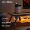 Fenge Dual Monitor Stand, 2 Tiers Acrylic Monitor Riser with LED Lights, 42.5 Inch Wood and Aluminum Desk Shelf with Phone and Tablet Holder view 3