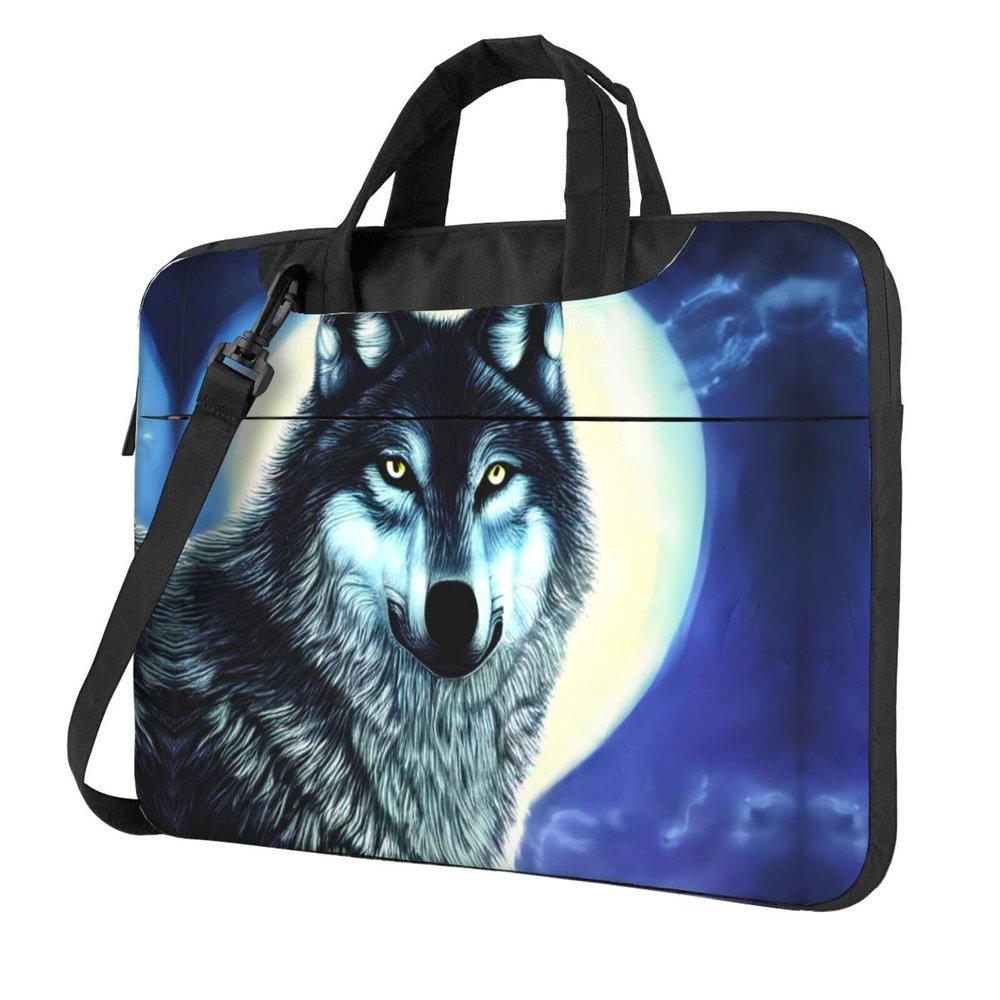 WZYWHJ 15.6 inch wolf under moon Prints Laptop Bag - with Soft Interior, Multiple Pockets - Ideal for Men, Travel and Business