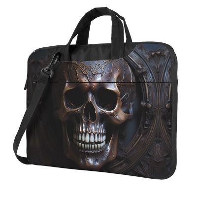 WZYWHJ 15.6 inch copper-colored skull Pattern Laptop Bag - with Soft Interior, Multiple Pockets - Ideal for Men, Travel and Business