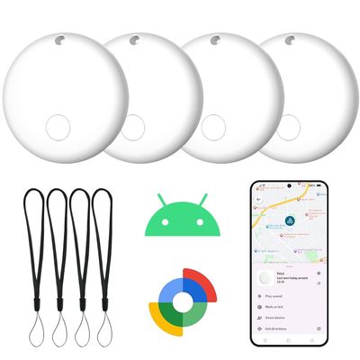 Bluetooth Tracker for Android Device 4 Pack, Item Finders Locators Work with Google Find My App (Only for Android), Tracker Tag for Keys, Luggage, Backpack, Wallet, Vehicle, Pets (White)