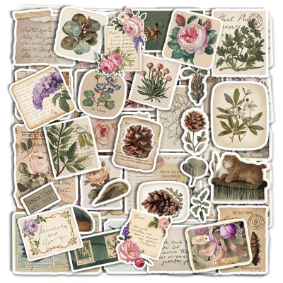115PCS Vintage Aesthetic Stickers Journaling Supplies Aesthetic Vinyl Waterproof Decals for Junk Journal Scrapbook Planner, Kindle, Laptop