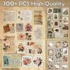 115PCS Vintage Aesthetic Stickers Journaling Supplies Aesthetic Vinyl Waterproof Decals for Junk Journal Scrapbook Planner, Kindle, Laptop view 3
