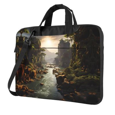 WZYWHJ 13 inch mountains and rivers Picture Laptop Bag - with Soft Interior, Multiple Pockets - Ideal for Men, Travel and Business