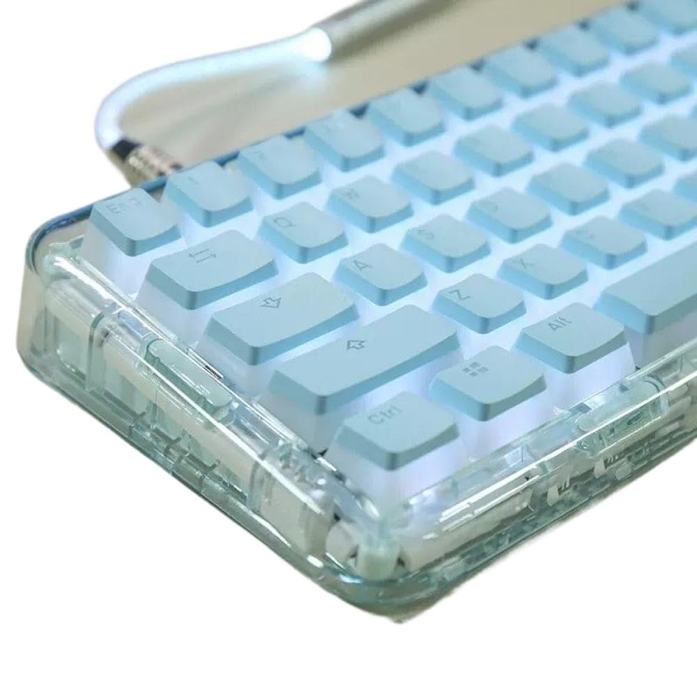 APOJHGF Korean Layout PBT Pudding Keycap Set Compatible with Mechanical Keyboards Compatible with MX Switch OEM Profile Keycaps(English Blue)