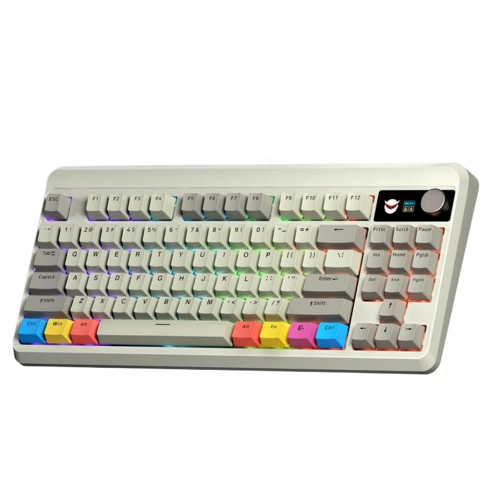 APOJHGF Color OLED Display Hot Swappable Switch Mechanical Keyboard with M87 Pro2 Hub Design and PBT Keycaps Compatibility