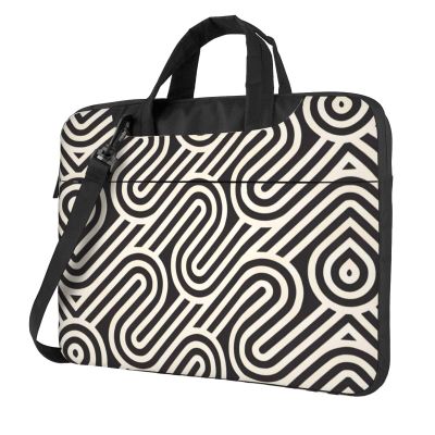 WZYWHJ 14 inch Black curved texture Picture Laptop Bag - with Soft Interior, Multiple Pockets - Ideal for Men, Travel and Business