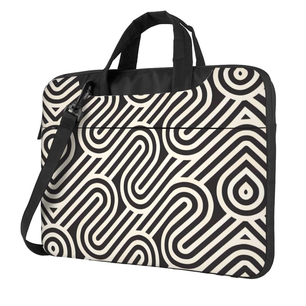 WZYWHJ 14 inch Black curved texture Picture Laptop Bag - with Soft Interior, Multiple Pockets - Ideal for Men, Travel and Business