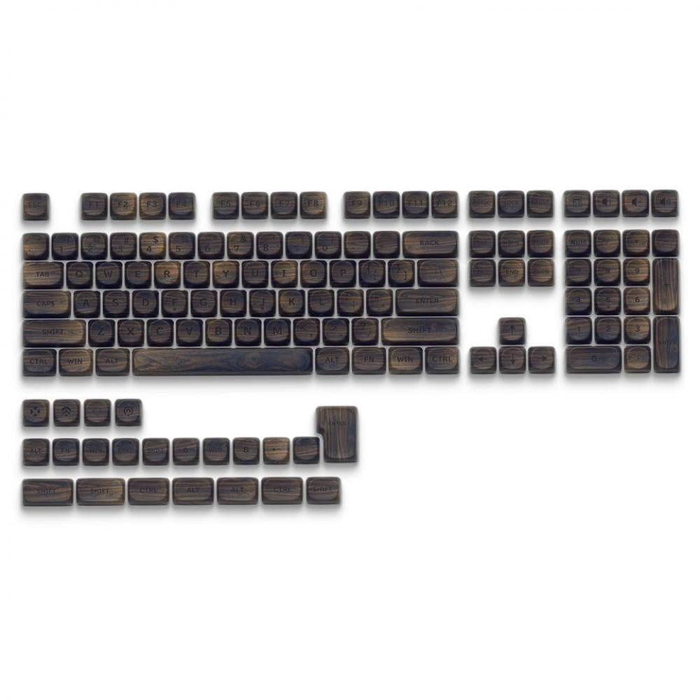 APOJHGF Custom PBT Dye Sublimation Keycaps in Dark Walnut Wood Theme Compatible with 61 87 104 Mechanical Keyboards Compatible with MX Switches 130(Dark Wood)