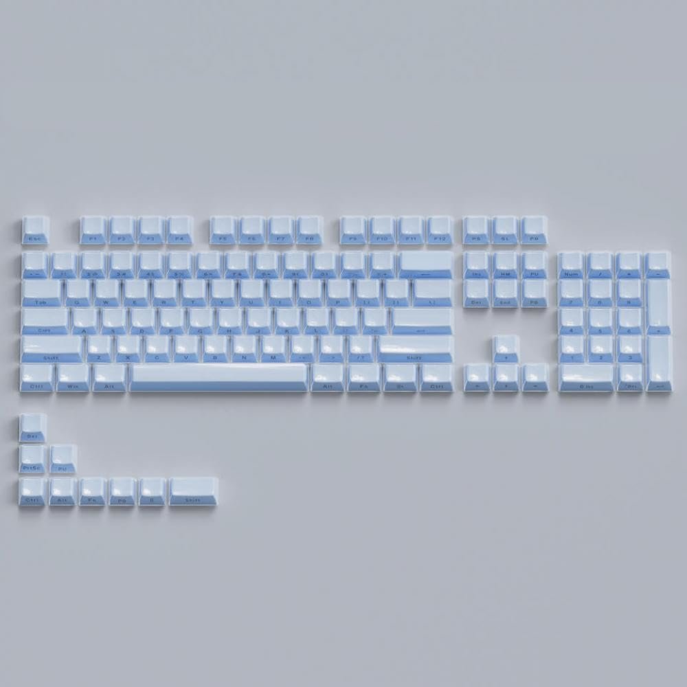 APOJHGF Translucent Pink Jelly Side Print Keycap OEM Profile Ice Crystal Compatible with MX Compatible 61 68 104 Mechanical Keyboards 113 Key(Blue)